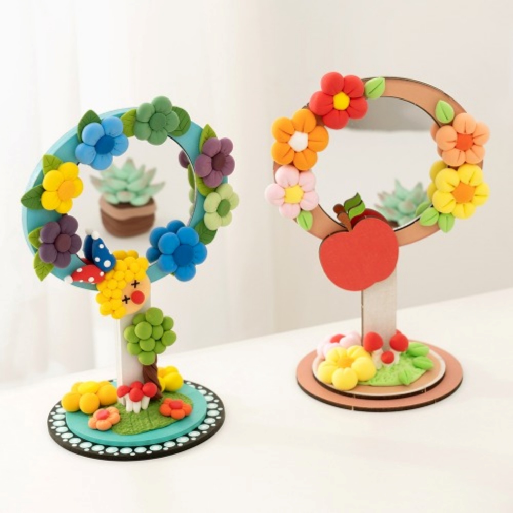 민화샵 클레이 5색 꽃나무 탁상 거울 만들기